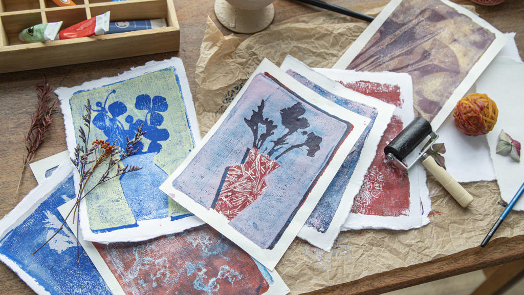 Linocut birds
