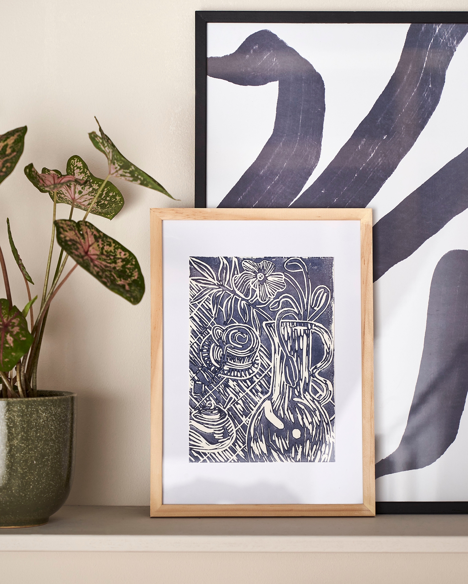 Linocut birds