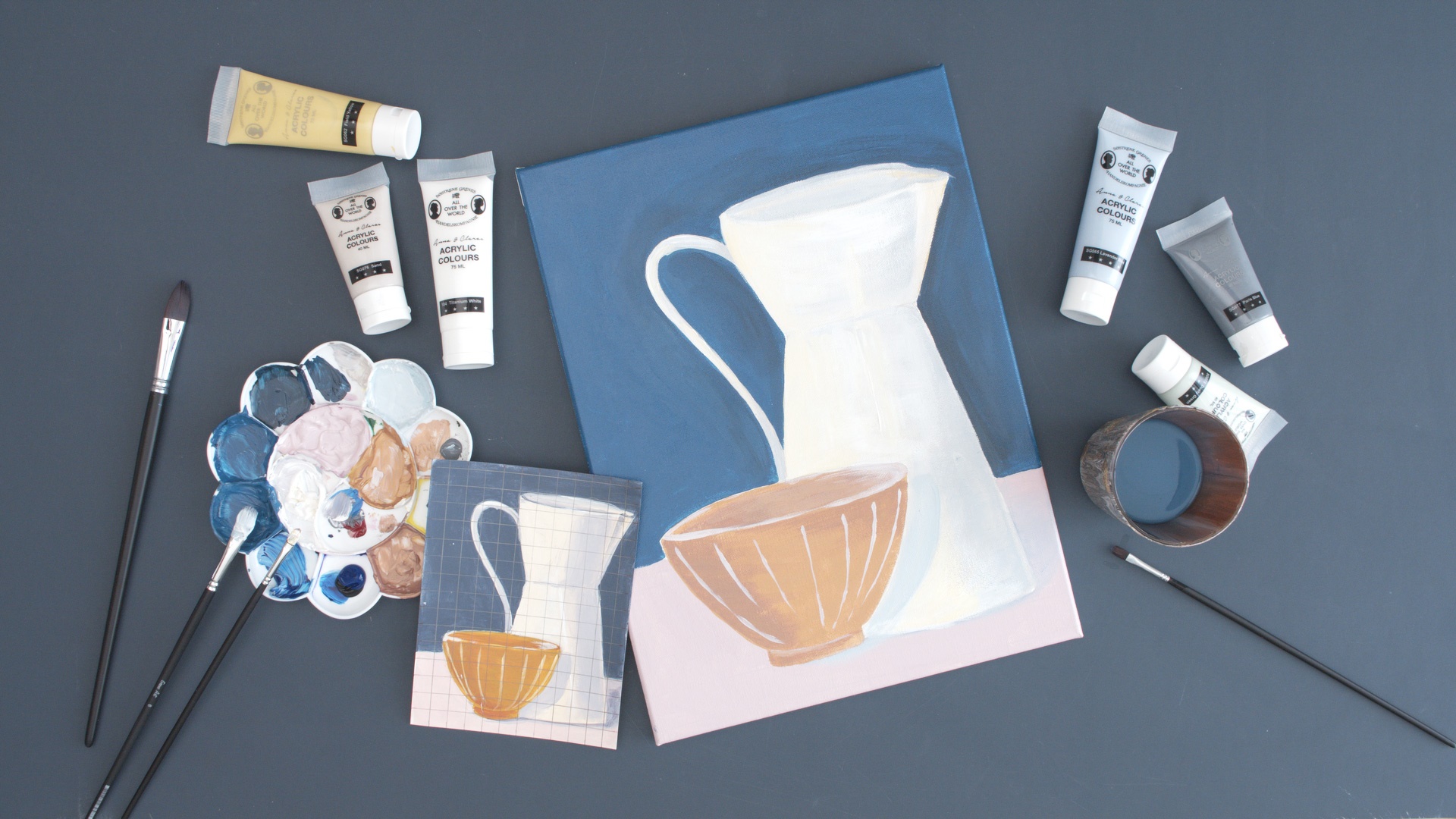 Paint accurate art pieces on grid canvas DIYprojects Søstrene Grene