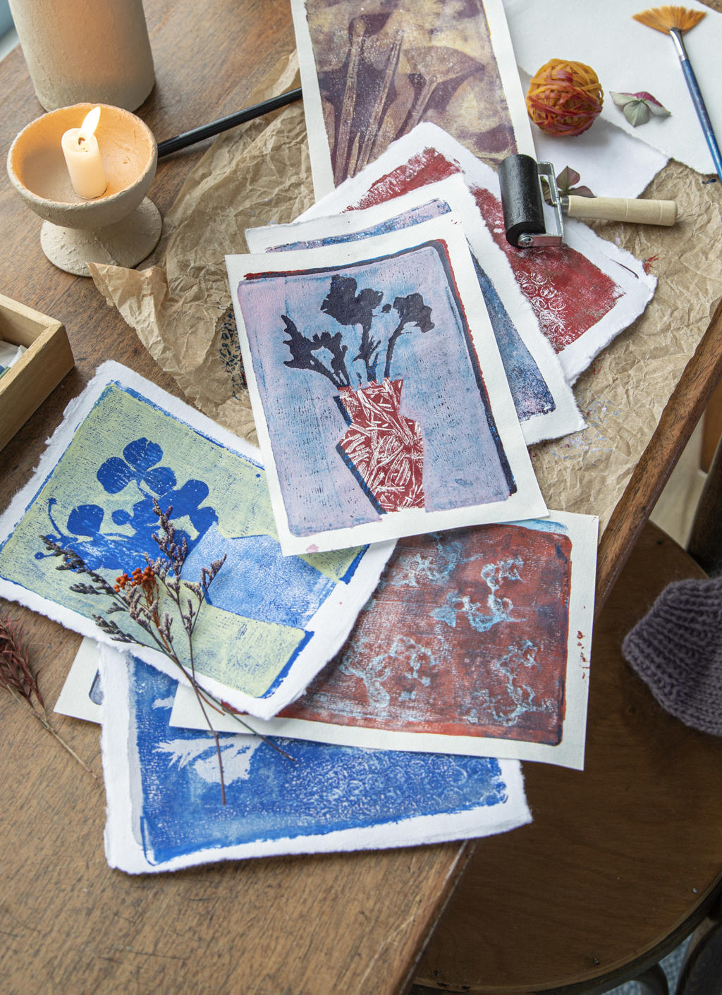 Linocut birds