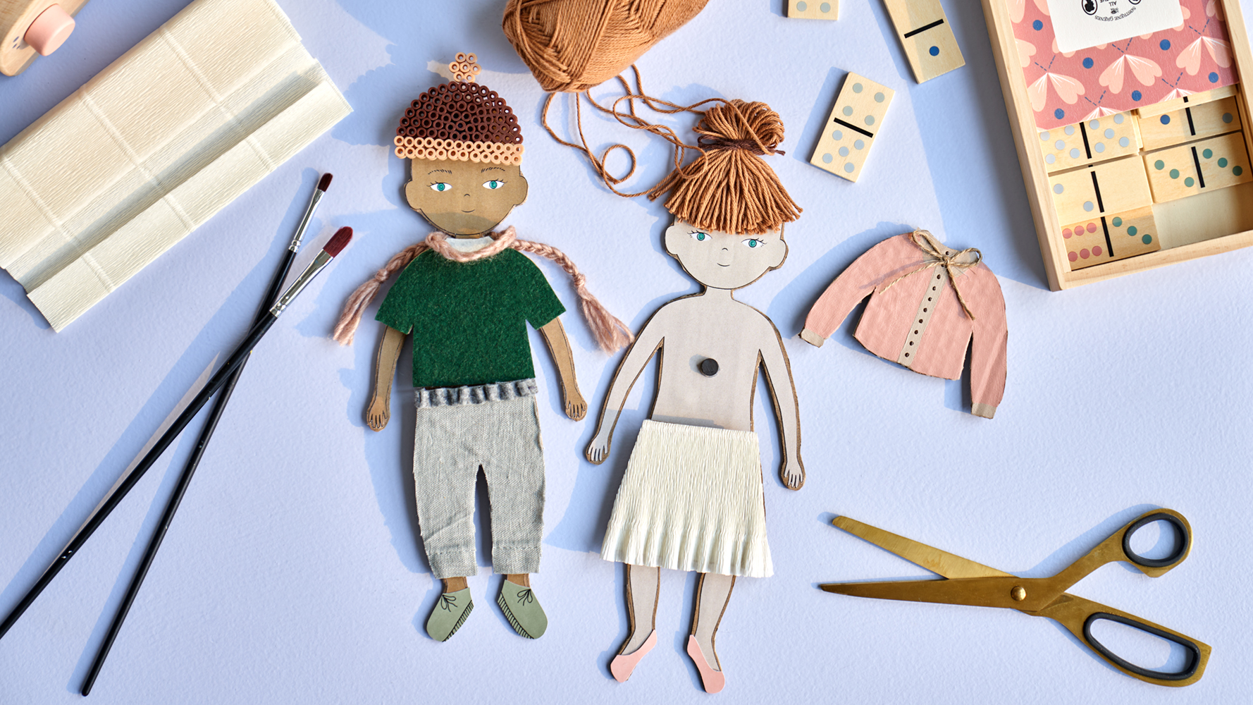 Paper dolls of recycled cardboard DIYprojects Søstrene Grene